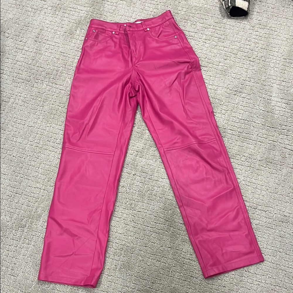 Bershka Hot Pink Leather Pants